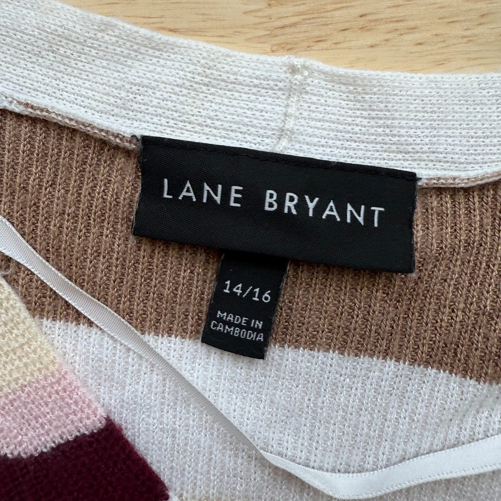Lane Bryant Tunic Sweater Women's Multi Striped Knit Long Sleeve Winter - 14/16 - Picture 6 of 11